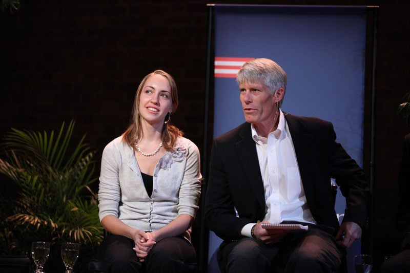 Furman student Katie Fearington and Furman professor of political science Brent Nelsen