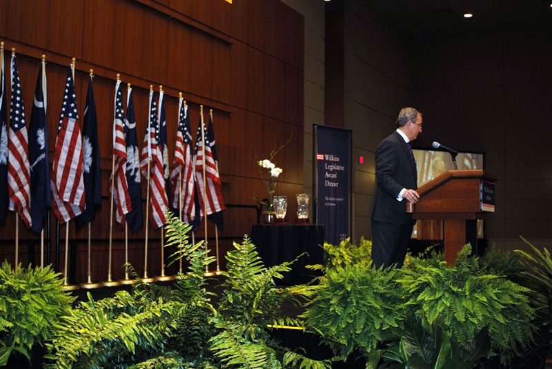 Rod Smolla serving as the emcee of the Wilkins Awards program