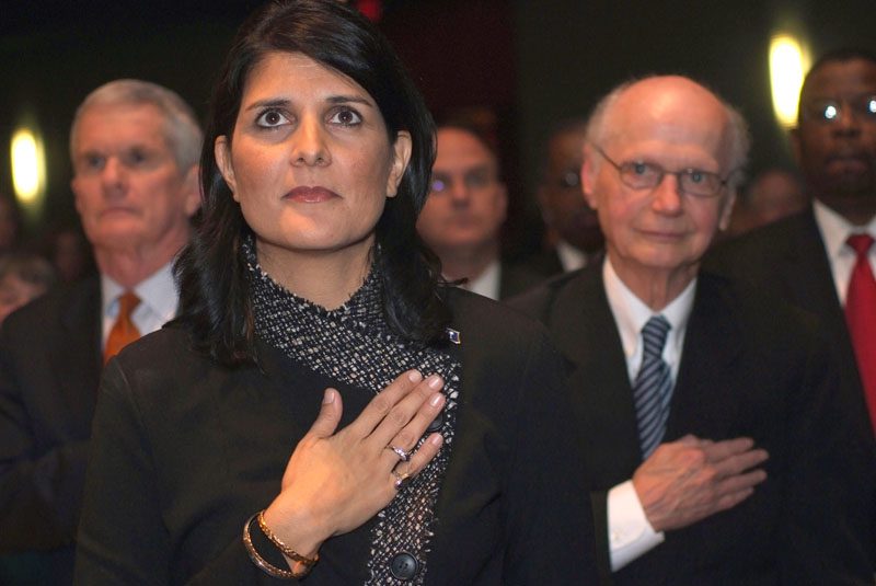 Governer Haley and Governor Riley during the performance of the 