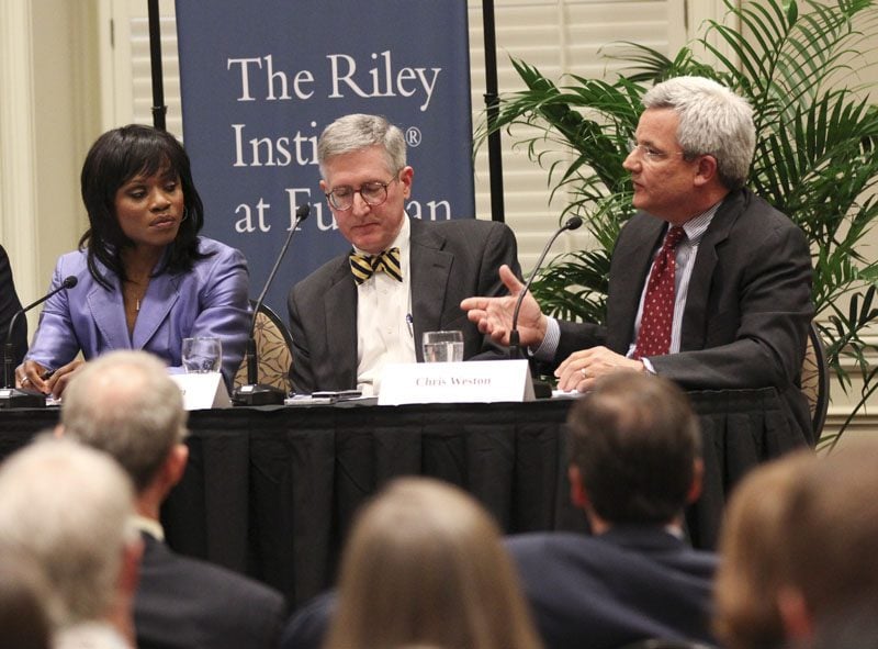 Brad Warthen providing commentary on questions posed to the panelists