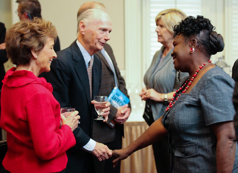 Betty Farr and Secretary Riley with one of the guests