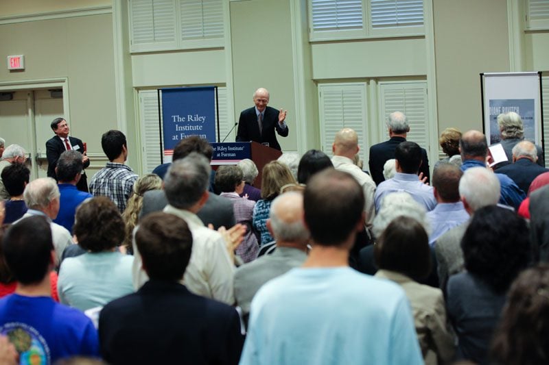 Secretary Riley was welcomed with a standing ovation