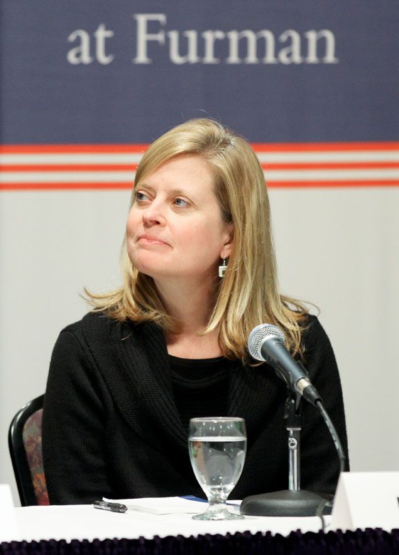 Kristy Maher, Professor of Sociology, serving as part of the panel discussion following Anton Gunn's address
