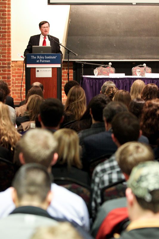 Don Gordon, Riley Institute Executive Director, making remarks about Anton Gunn