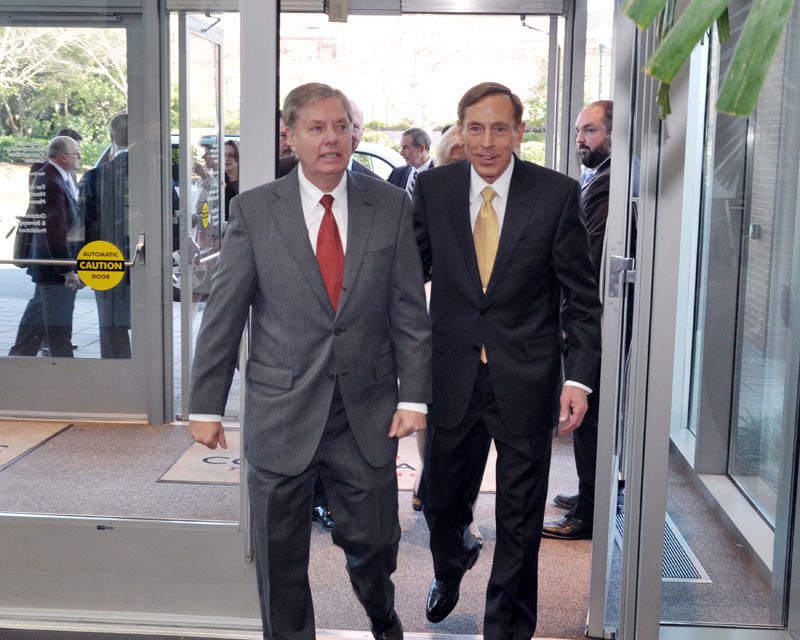 Lindsey Graham and David H. Petraeus, director of the Central Intelligence Agency
