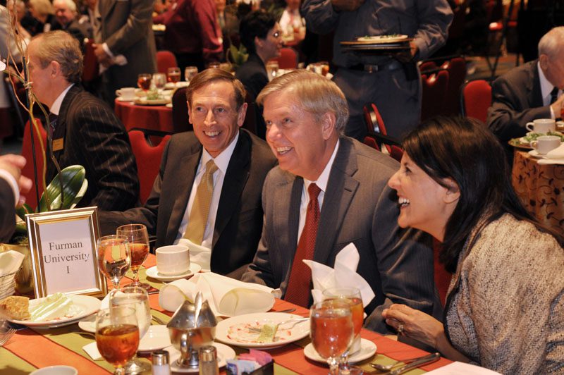 (l-r) David Petraeus, Lindsey Graham and Nikki Haley