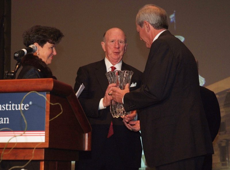 David Wilkins presenting The David Wilkins Award for Excellence in Legislative Leadership to Representative James H. Harrison along with Paula Harper Bethea