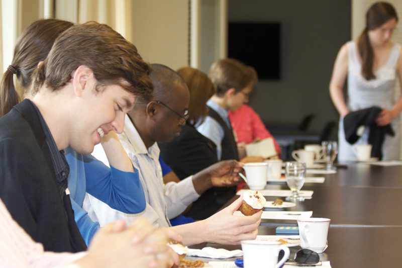 Ambassador Sanders met with a small group at the Shi Center for Sustainability to discuss 