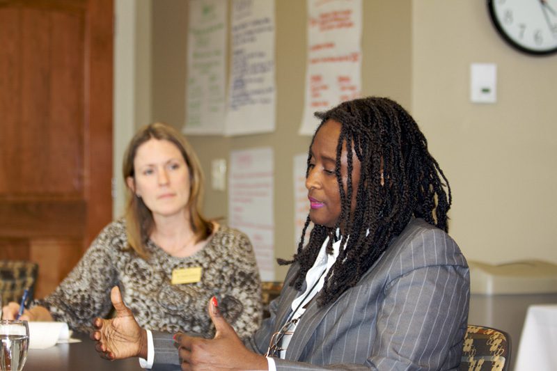 (l-r) Angela Halfacre, Director of the Shi Center for Sustainability and Ambassador Sanders