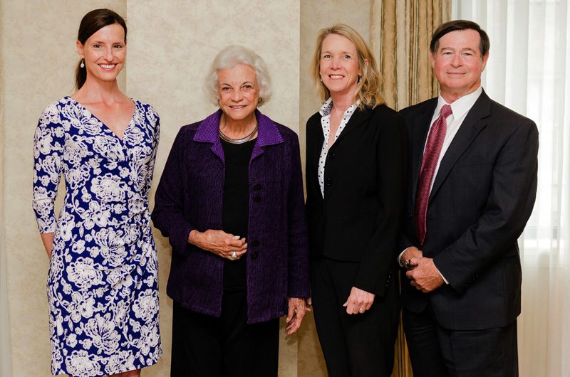 (l-r) Jacki Martin, Associate Director of the Riley Institute; The Hon. Sandra Day O'Connor; Jill Fuson, Manager of the Riley Institute's Conferences and Policy Events; and Don Gordon, Executive Director of the Riley Institute