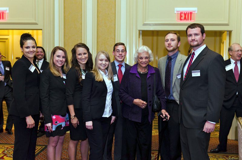Sandra Day O'Connor with a group of Law Review students