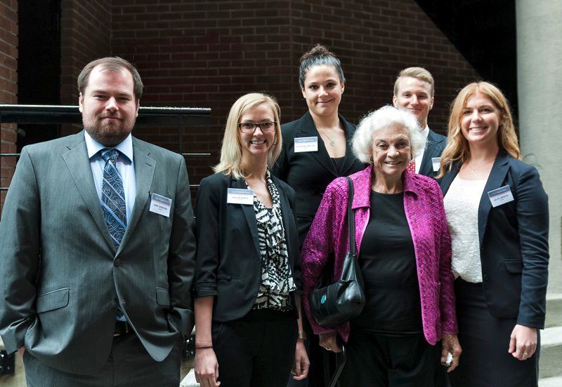 (l-r) John Leininger, Megan White, Madeline Trilling, Sandra Day O'Connor, Mitch Agee , Kelsey Brudvig
