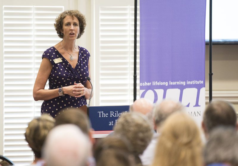 Lucy Woodhouse, Executive Director, Osher Lifelong Learning Institute, welcoming everyone to Session III of Straight Talk: Healthcare Reform in South Carolina