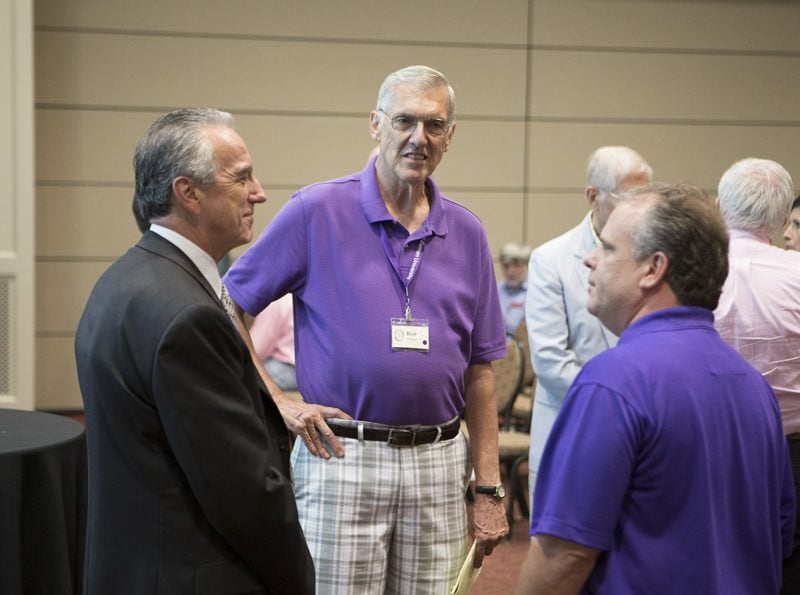 Lee Pearson speaking with Brad Bechtold, Executive Director of Continuing Education and the Center for Corporate and Professional Development at Furman University