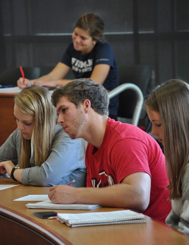 The students intently listening