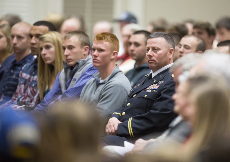 A contingent of ROTC students also attended the address