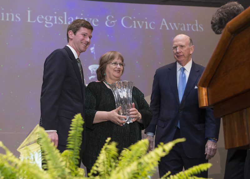Gail Morrison and her son, Gregory, accepted the David Wilkins Award for Excellence in Civic Leadership on behalf of the late Steve Morrison
