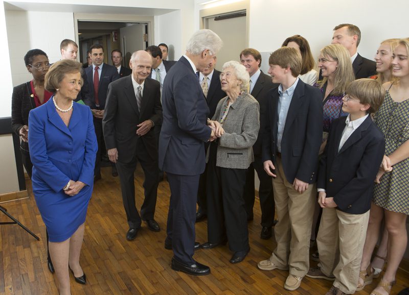 President Clinton greeting Secretary Riley's family