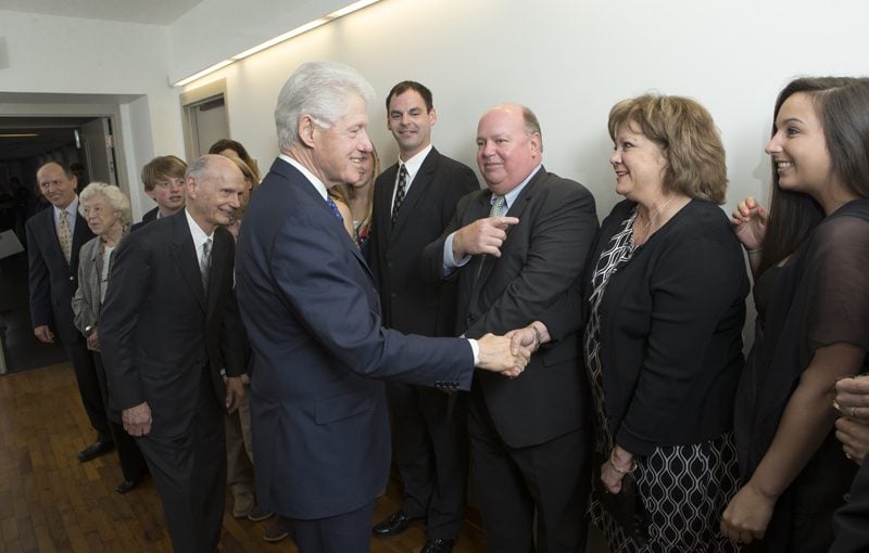 President Clinton greeting Secretary Riley's family