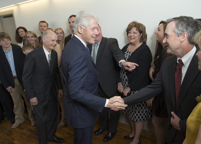 President Clinton greeting Secretary Riley's family