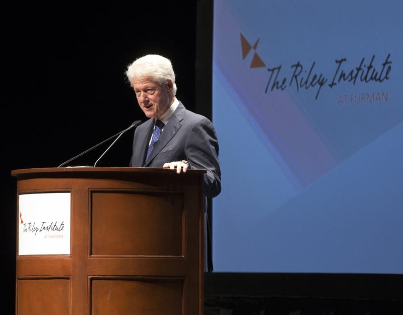 President Clinton was also greeted by a standing ovation