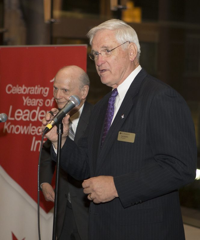 Interim Furman President Carl Kohrt introduces incoming Furman President Elizabeth Davis