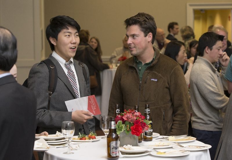 Students enjoying the reception