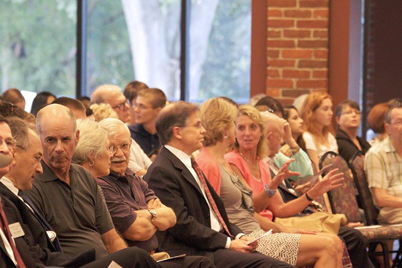 Crowd gathers for Dr. Michta's address