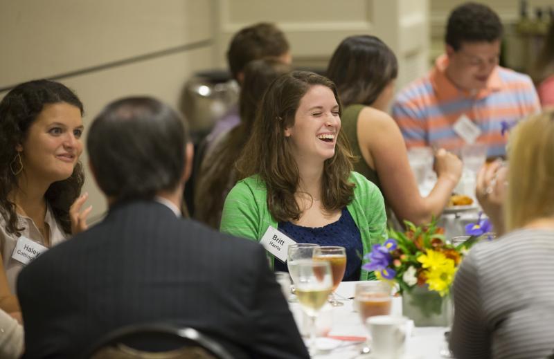 Students at welcome reception