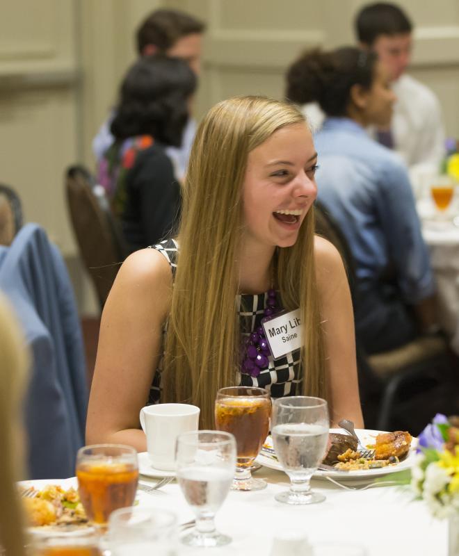 Student at welcome reception