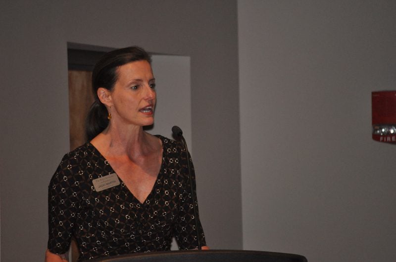 Jacki Martin, Riley Institute Associate Director, talking about the movie and introducing the panel members