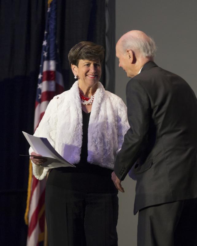 Paula Harper Bethea with Secretary Riley