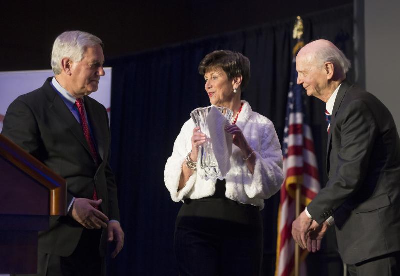 Bill Barnet, winner of 2015 Willkins Award for Civic Leadership, with Paul Harper Bethea and Secretary Riley