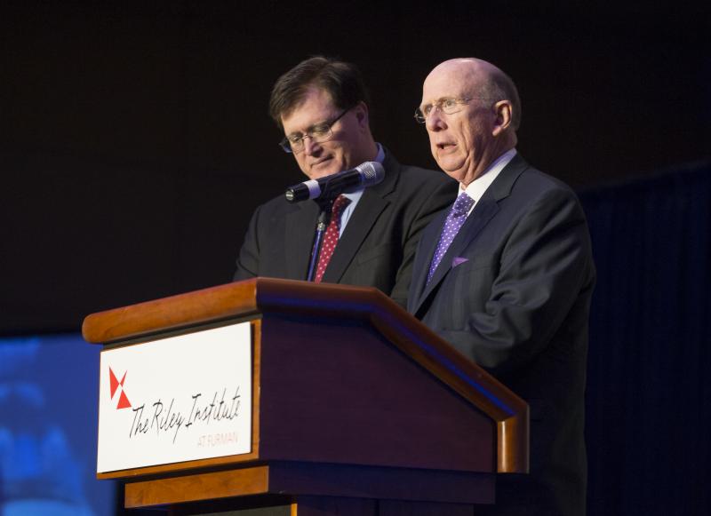 Ambassador Wilkins introducing 2015 Wilkins Award winner for Legislative Leadership, SC House Speaker Jay Lucas