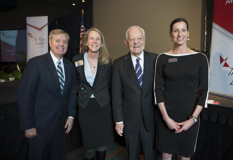 SC Senator Lindsey Graham and Bob Schieffer with Riley Institute Assistant Director Jill Fuson and Riley Institute Director of Operations Jacki Martin
