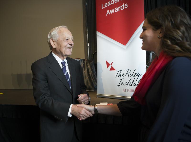 Bob Schieffer with Riley Institute Advance Team member Caitlin Vaka