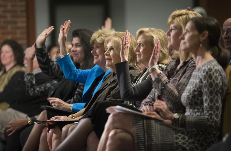 Women in Public Media speakers respond to a question from Brent Nelsen