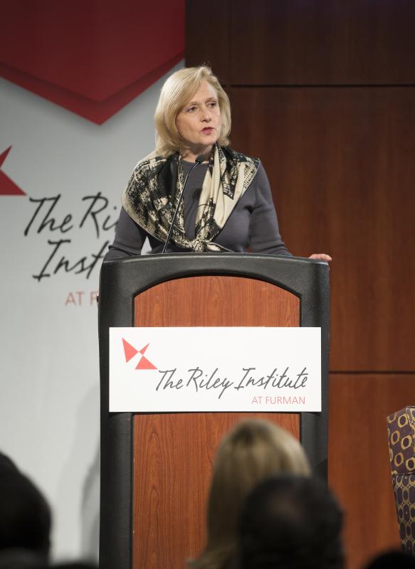 Paula Kerger, President and CEO of PBS, offering her remarks