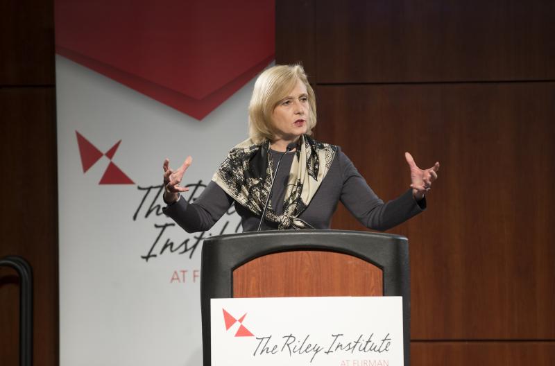 Paula Kerger, President and CEO of PBS, offering her remarks