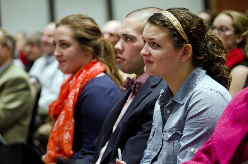 Students in audience, Women in Public Media symposium