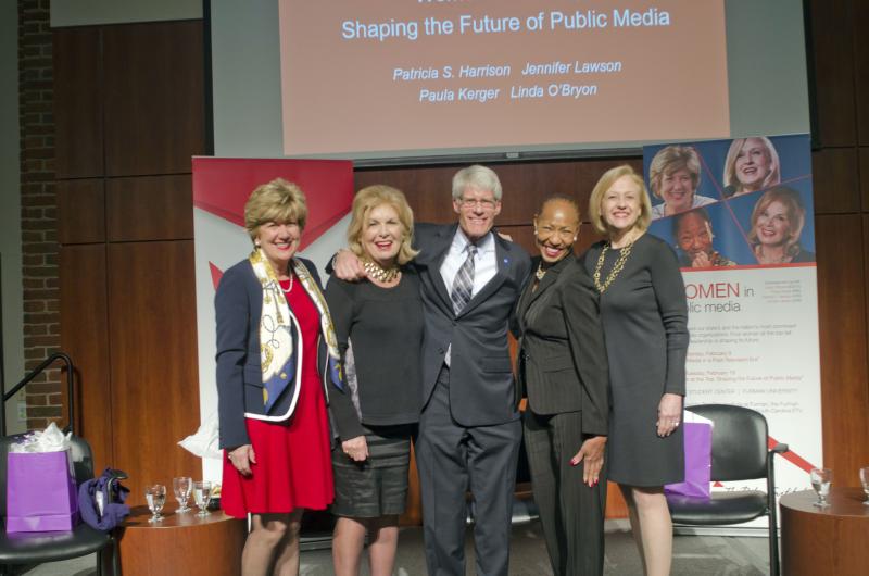 Women in Public Media symposium speakers with Brent Nelsen