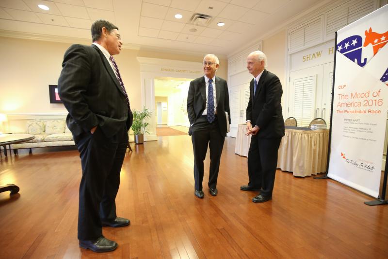 Fellow-In-Residence Peter Hart with Secretary Riley and Riley Institute Executive Director Don Gordon