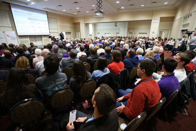 Audience at Peter Hart public address, 