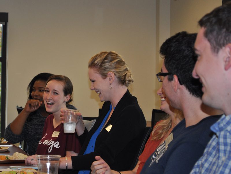 Students telling humorous stories about themselves