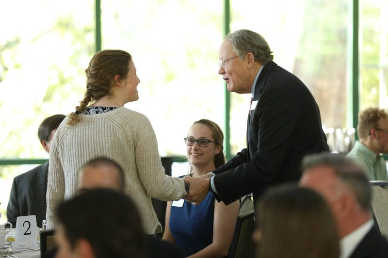 Mike McConnell meeting the students
