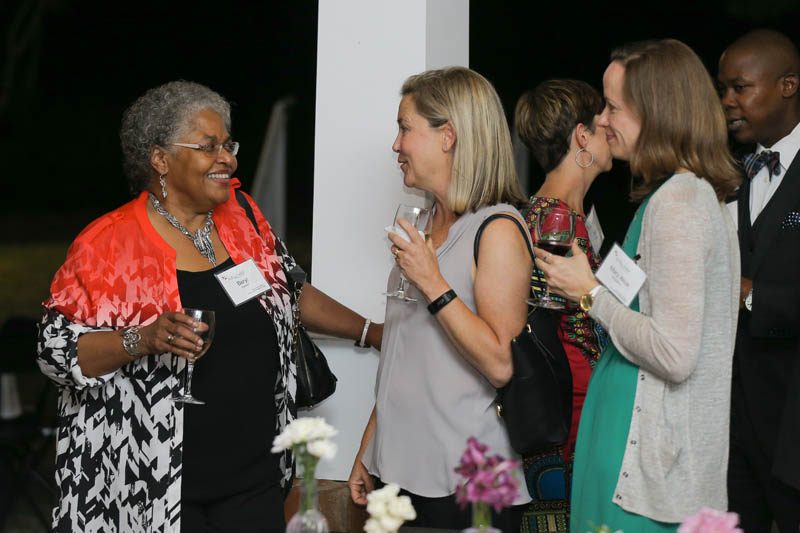 Liz Smith, professor of Political Science and International Affairs speaking with Beryl Dakers