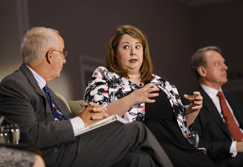 (l-r) Peter Hart, Jessica Taylor, NPR political reporter, and Whit Ayres
