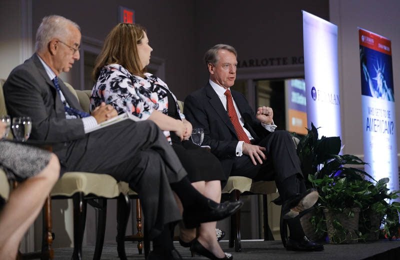 (l-r) Peter Hart, Jessica Taylor, and Whit Ayres speaking