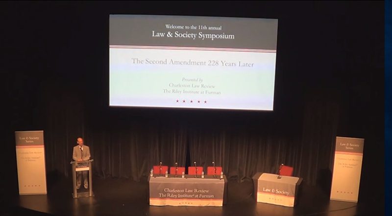 Andrew Abrams, Dean and Provost, Charleston School of Law, welcoming everyone to the 11th Annual Law & Society Symposium