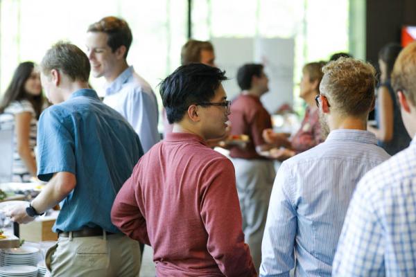 Scholars going through the buffet